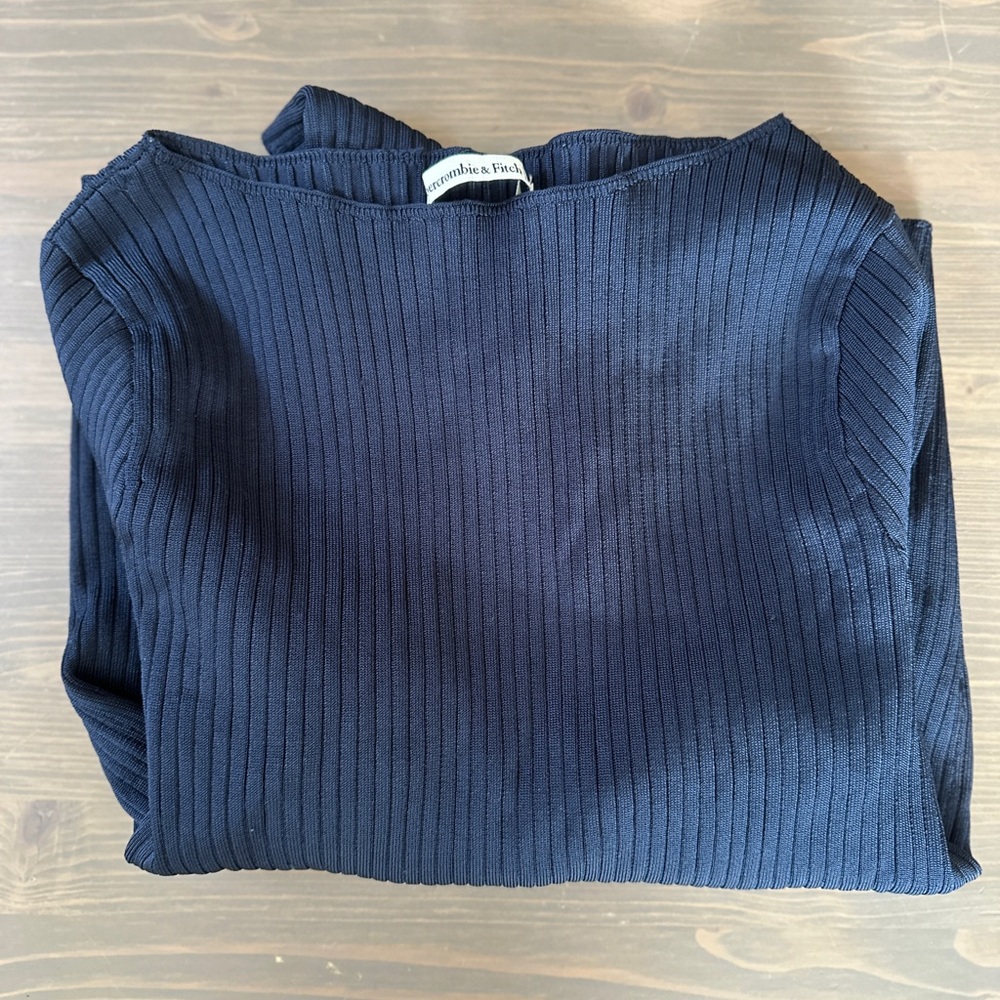Abercrombie & Fitch Navy Ribbed Boatneck Sweater